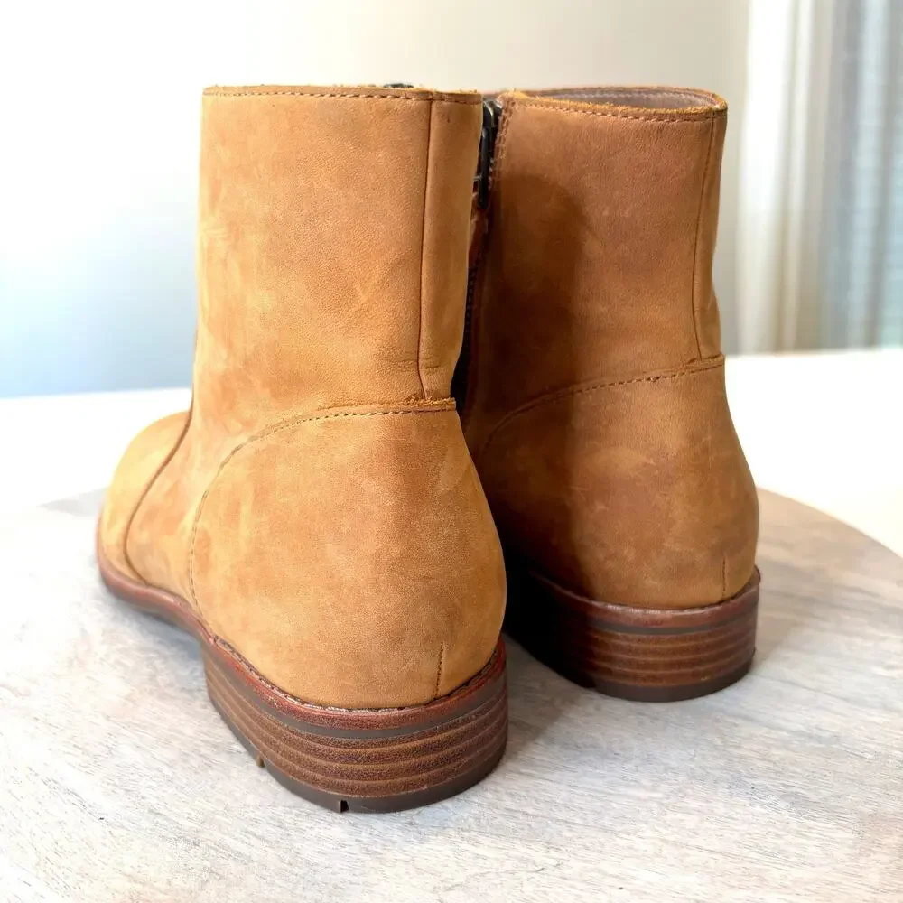 OluKai Kaona II Leather Ankle Boots Women's US 8 EU 38 Brown Side Zip Comfort